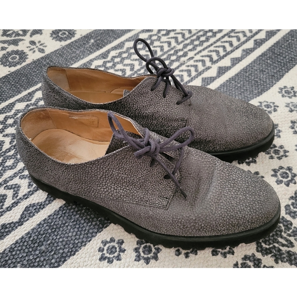 Ron White All Day Heels Oxford Lace-Up Shoes Slide Suede Leather Vibram gray